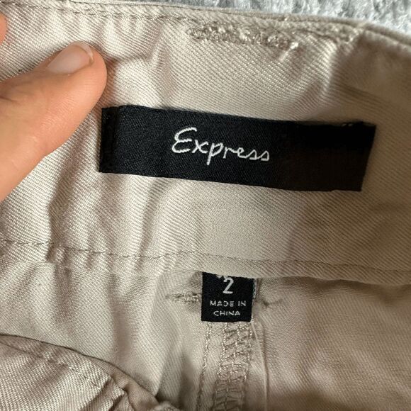 Express Women’s Vintage Y2K Khaki Mini Skirt 2 Tan Casual Twee - Picture 6 of 12